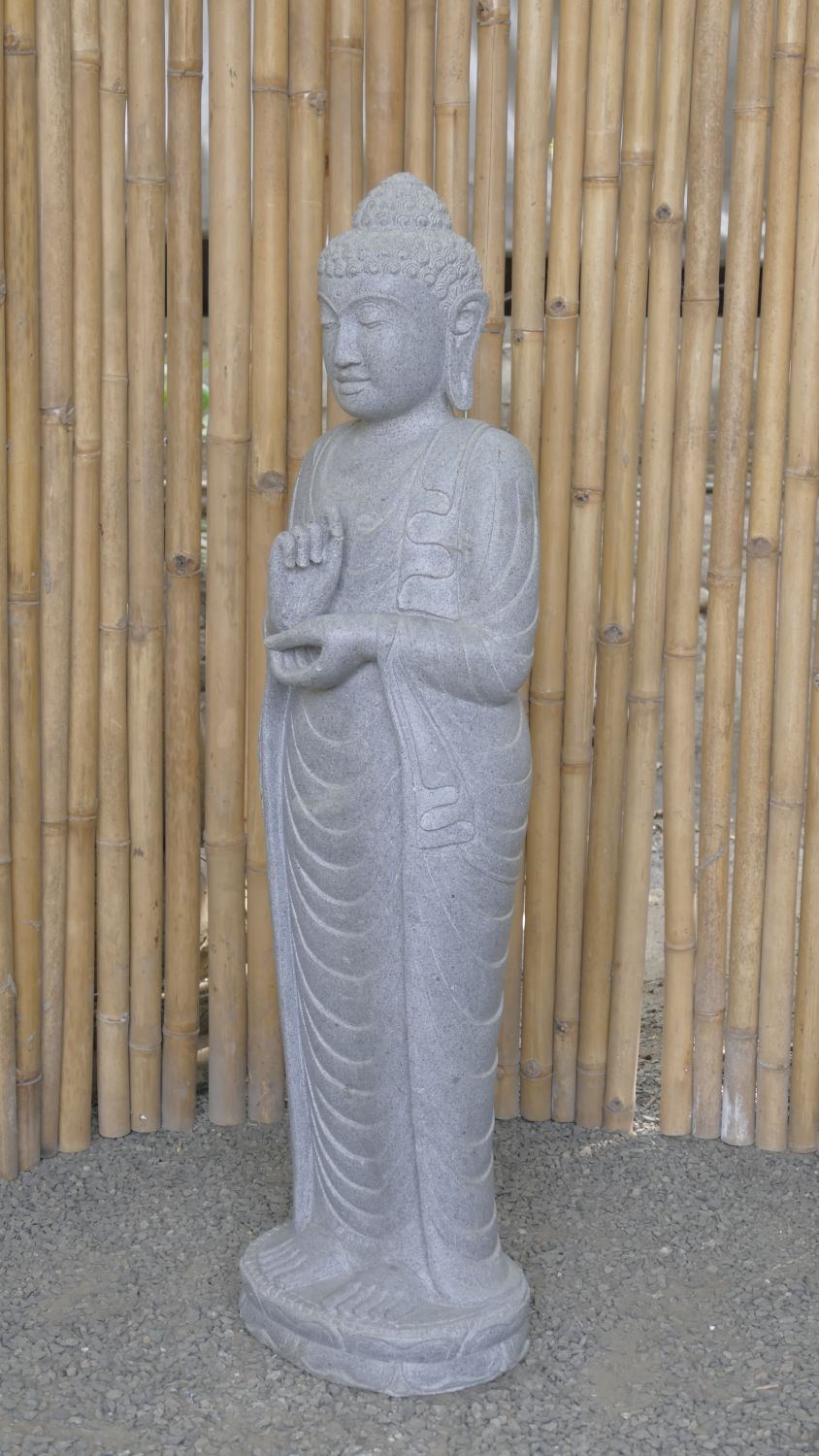  Product image 7 of the product “Standing Buddha made of Riverstone in Dharmachakra position - gesture of wheel of the teaching of Dharma. About 120cm height. ”
